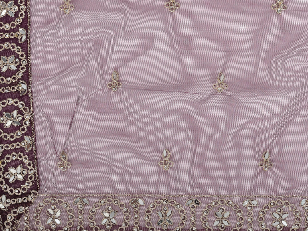Neerus Maroon net embellished lehenga choli - detail view 3