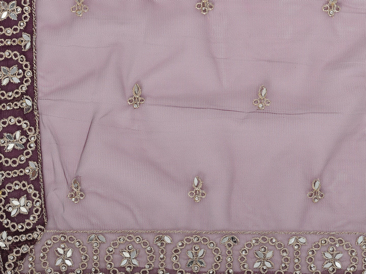 Neerus Maroon net embellished lehenga choli - detail view 3
