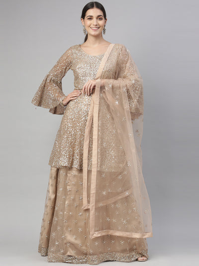 Neeru'S GOLD color, NETT fabric lehenga set