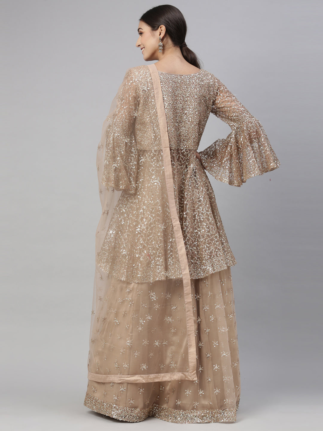 Neerus Gold Color Nett Fabric Lehenga Set
