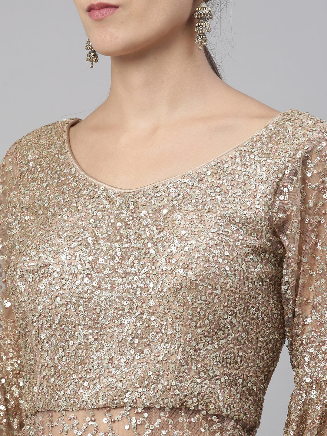 Neerus Gold Color Nett Fabric Lehenga Set