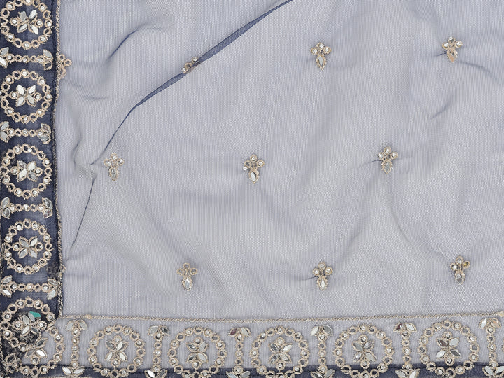 Neerus Blue net embroidered gown - detail view 2