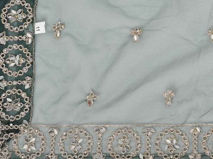 Neerus Green net embellished lehenga choli - detail view 3
