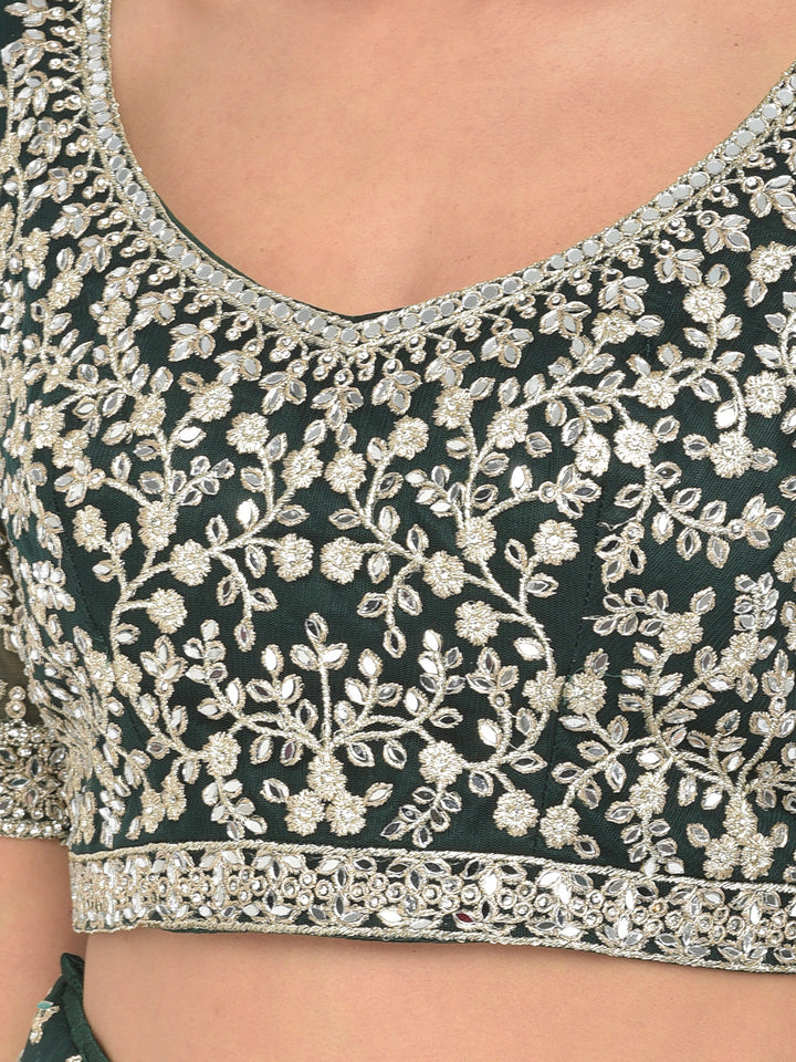 Neerus Green net embellished lehenga choli - detail view 4