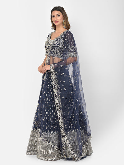 Neeru'S navy blue color nett fabric lehenga choli