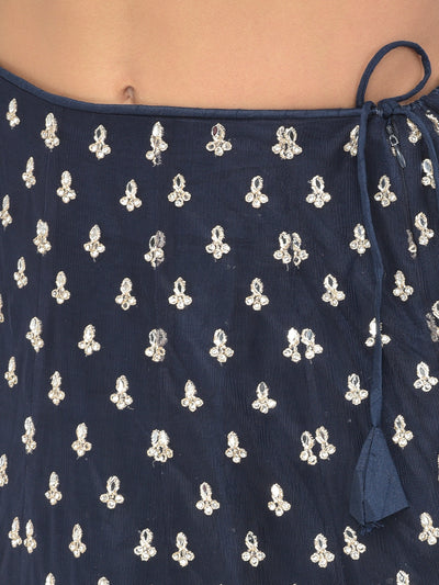 Neeru'S navy blue color nett fabric lehenga choli