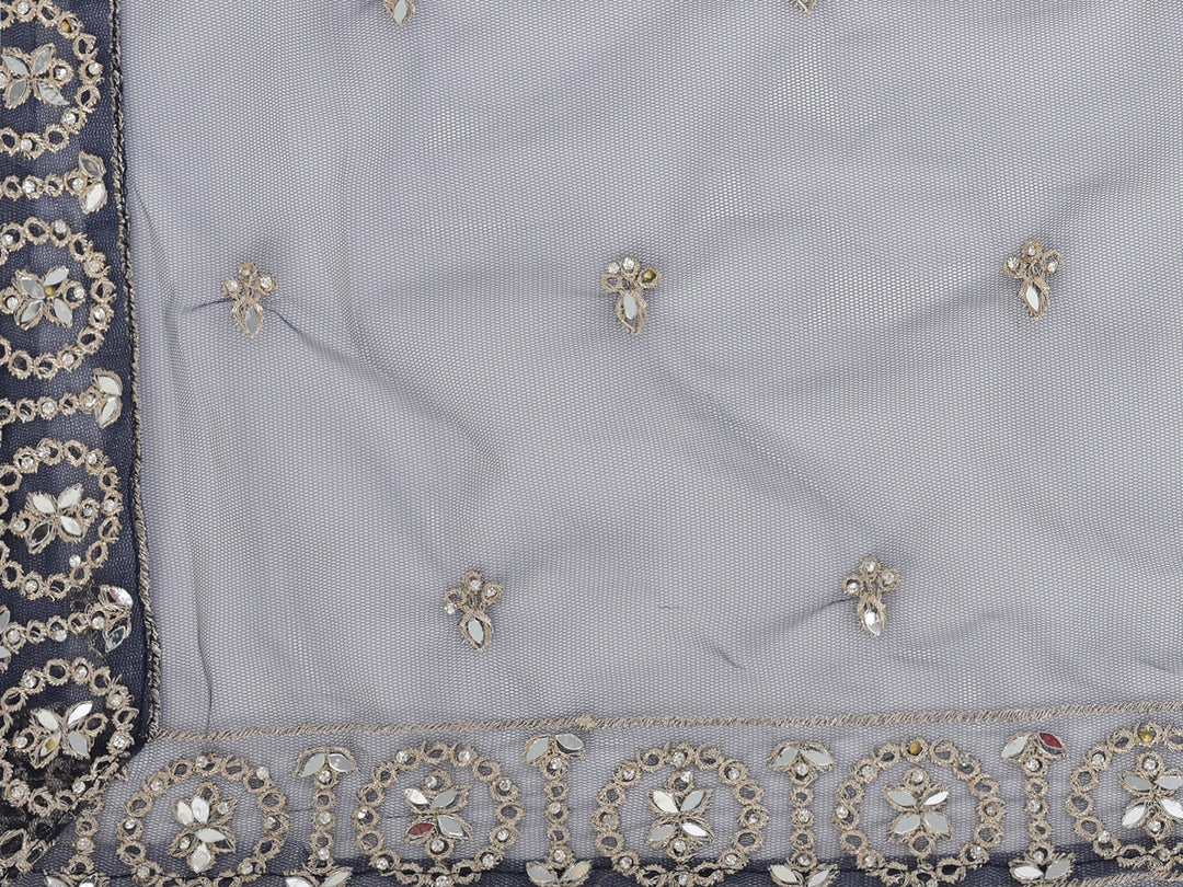Neerus Blue net embellished lehenga choli set - detail view 3