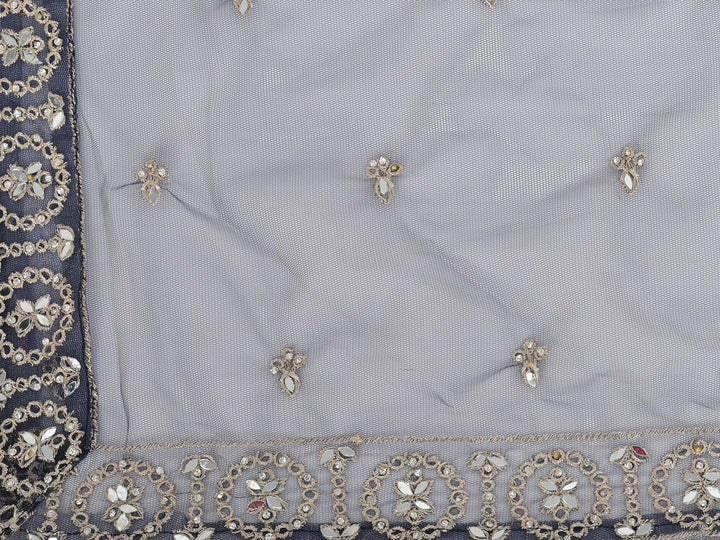 Neerus Blue net embellished lehenga choli set - detail view 3