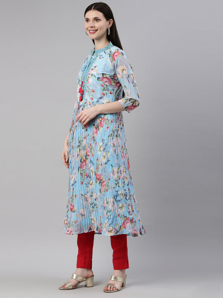 Neerus Ferozi Color Georgette Fabric Kurta