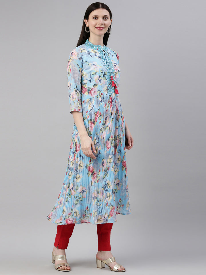 Neerus Ferozi Color Georgette Fabric Kurta