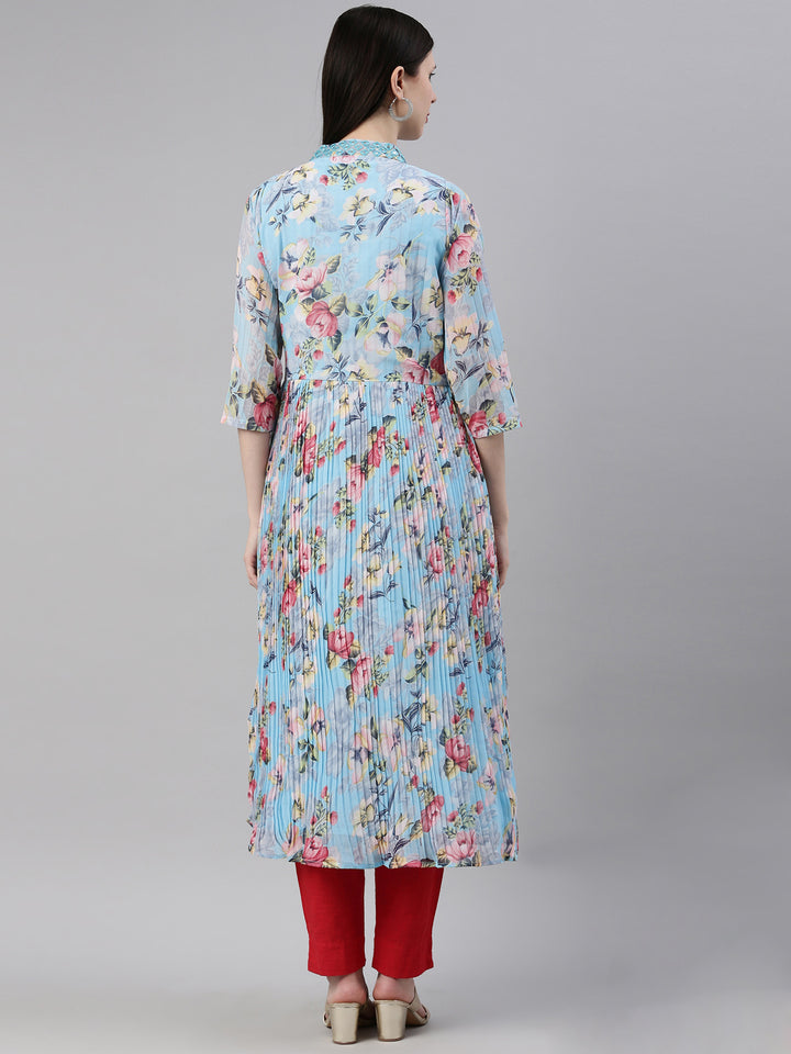 Neerus Ferozi Color Georgette Fabric Kurta