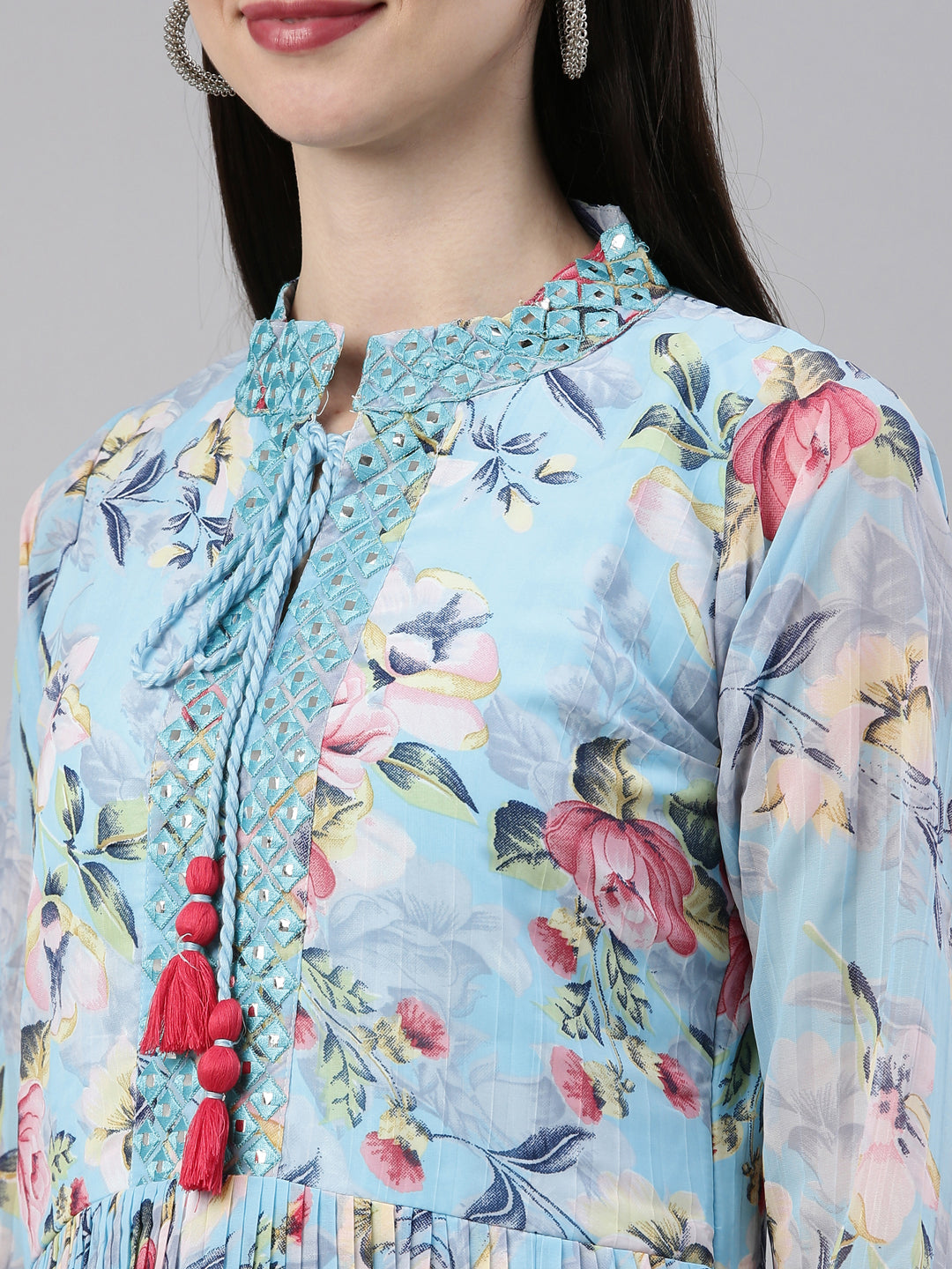 Neerus Ferozi Color Georgette Fabric Kurta