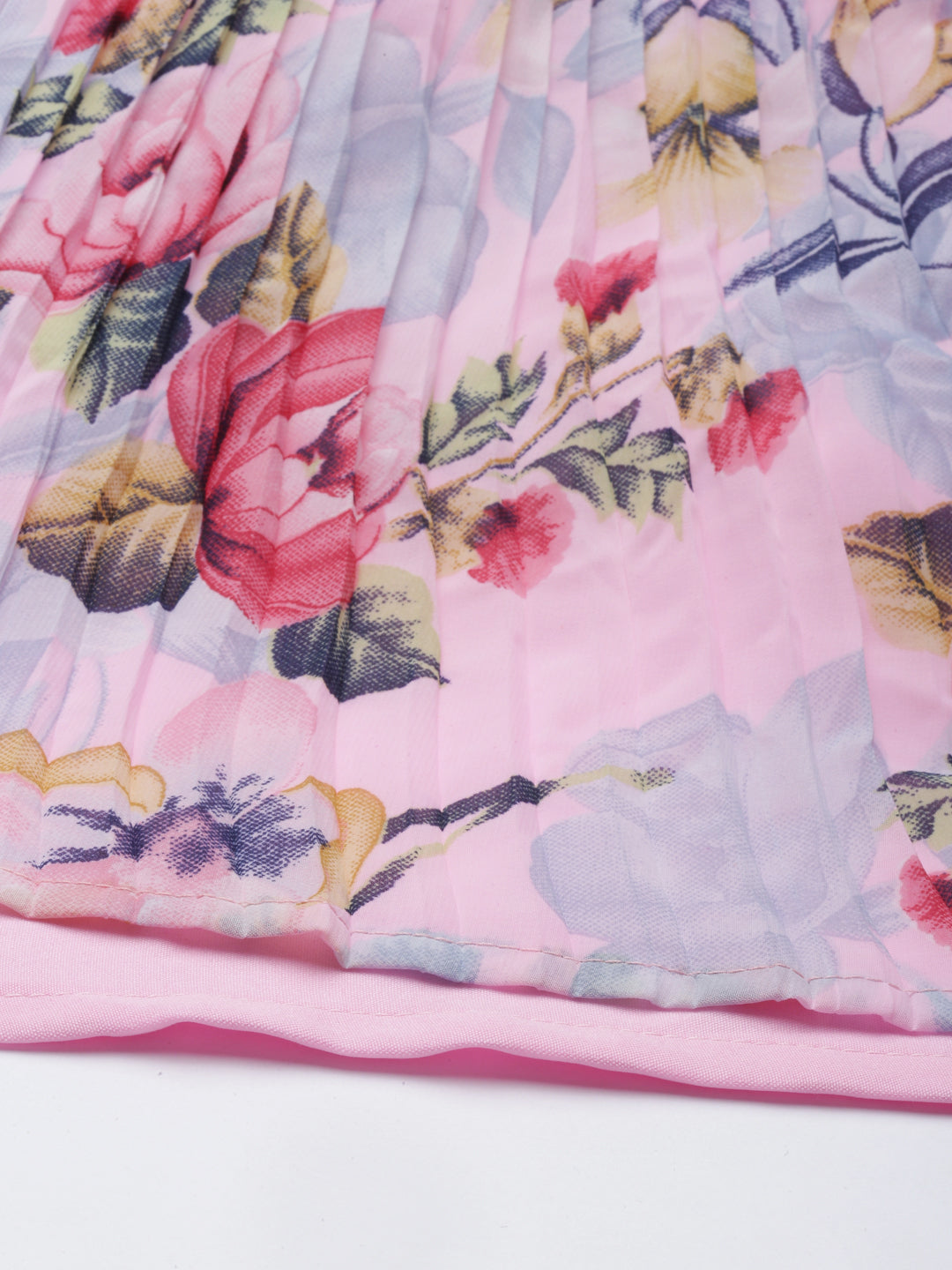 Neerus Pink georgette straight kurti - detail view 4