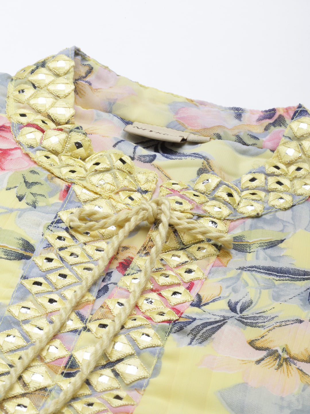 Neerus Yellow Color Georgette Fabric Kurta