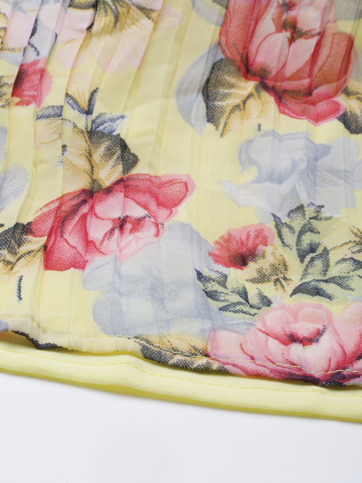 Neerus Yellow Color Georgette Fabric Kurta