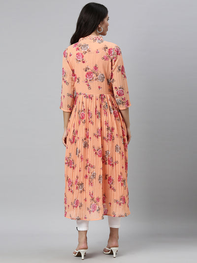 Neeru'S PEACH color, GEORGETTE fabric Kurta