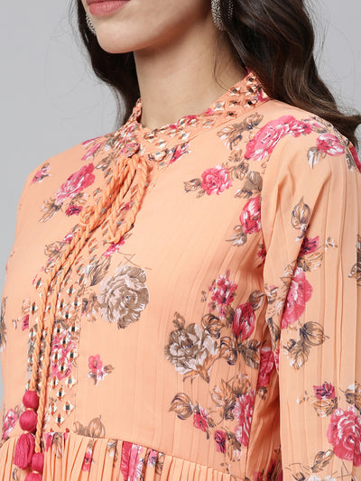 Neeru'S PEACH color, GEORGETTE fabric Kurta