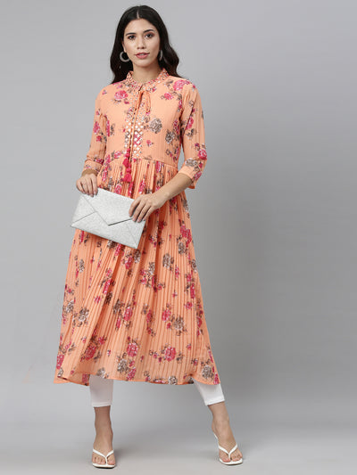 Neeru'S PEACH color, GEORGETTE fabric Kurta