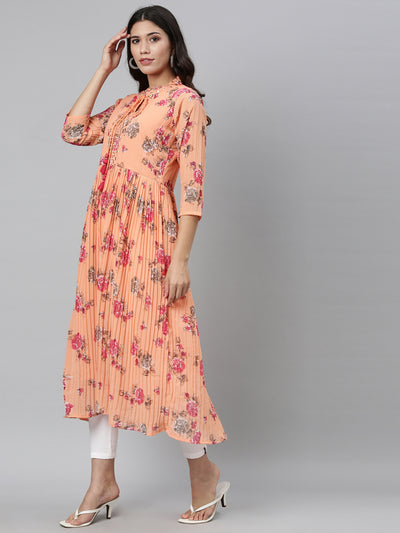 Neeru'S PEACH color, GEORGETTE fabric Kurta