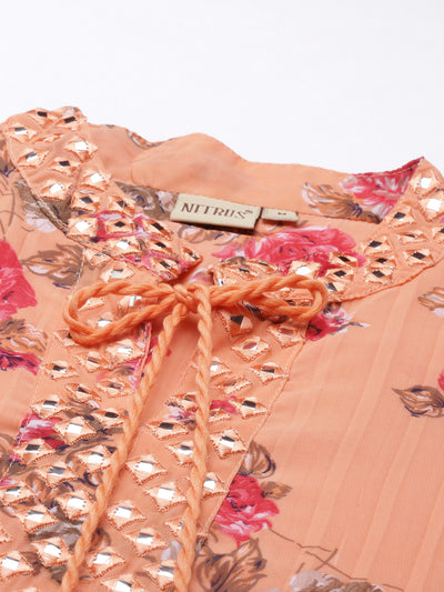 Neeru'S PEACH color, GEORGETTE fabric Kurta