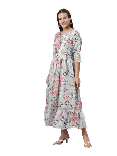 Neeru's Grey Color Satin Fabric Kurta