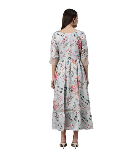 Neeru's Grey Color Satin Fabric Kurta
