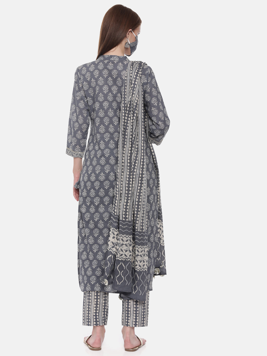 Neeru'S Grey Color, Cotton Fabric Suit-Pant
