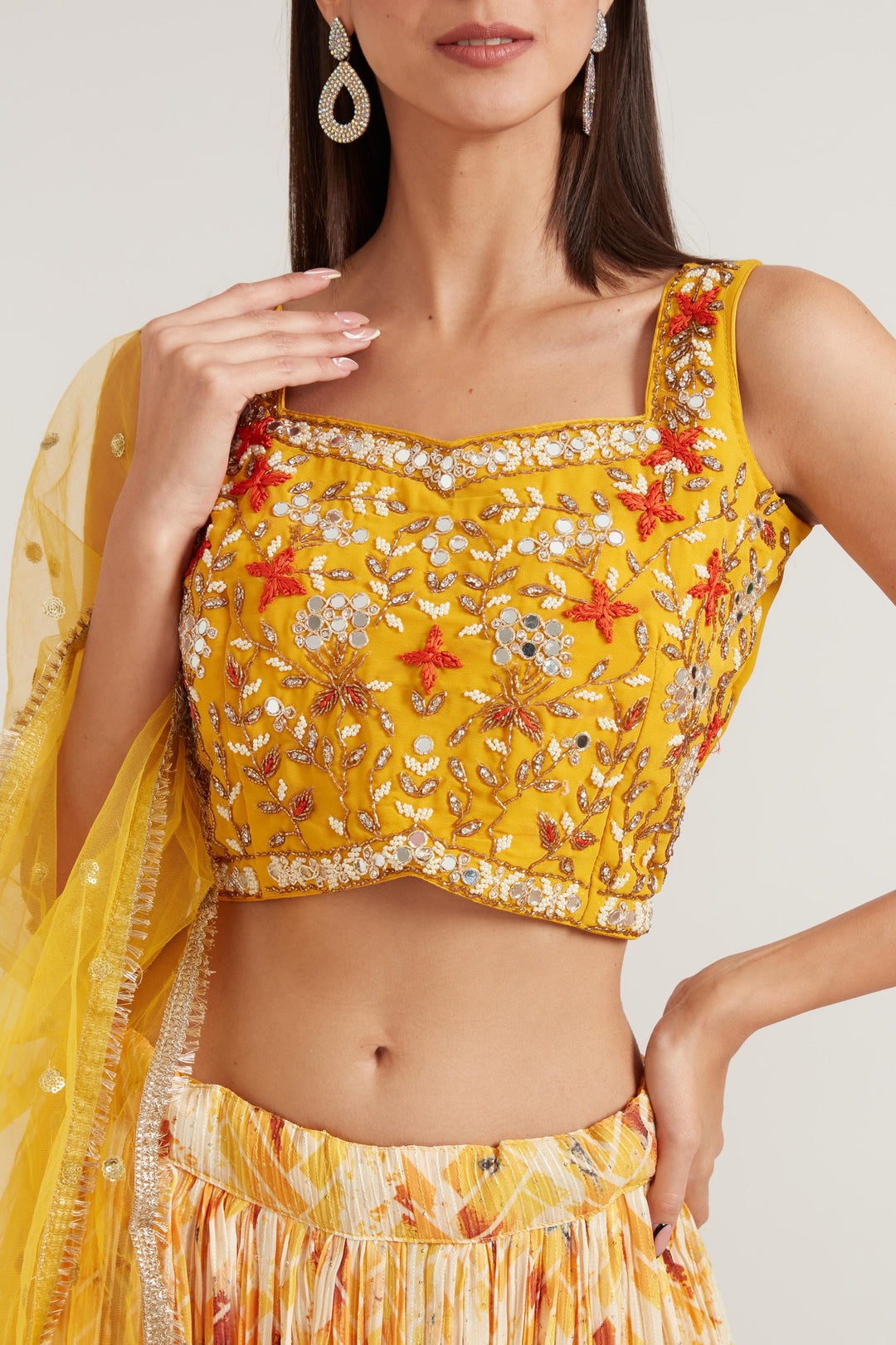 Neerus Yellow Color Georgette Fabric Ghagra Set