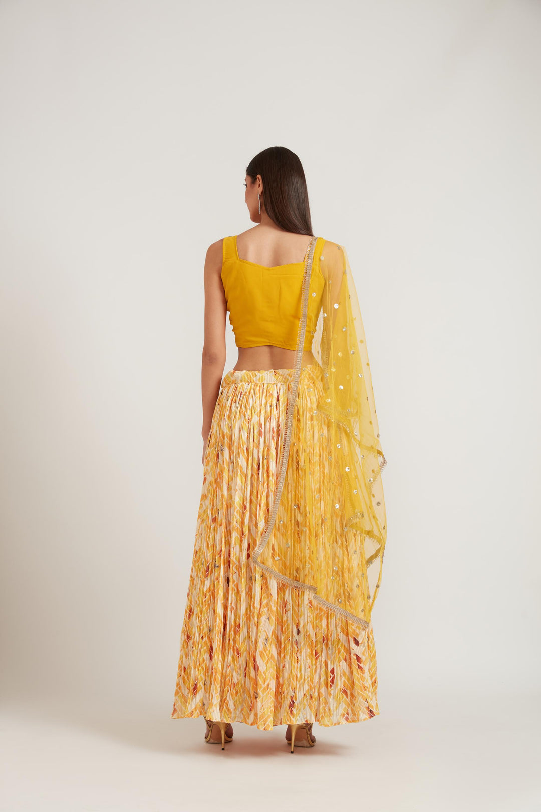 Neerus Yellow Color Georgette Fabric Ghagra Set