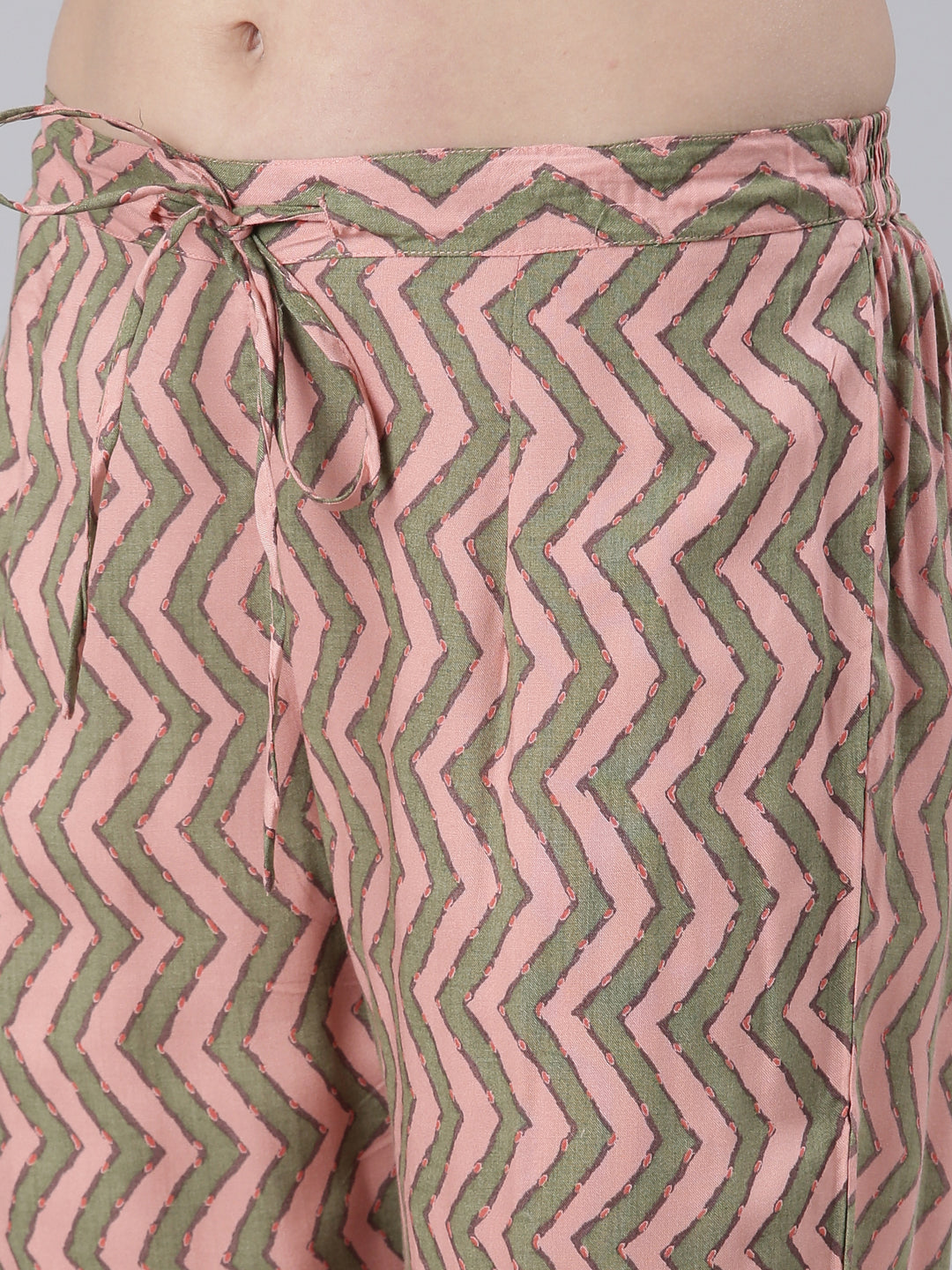 Neerus Pink rayon solid kurta set with trousers - detail view 3