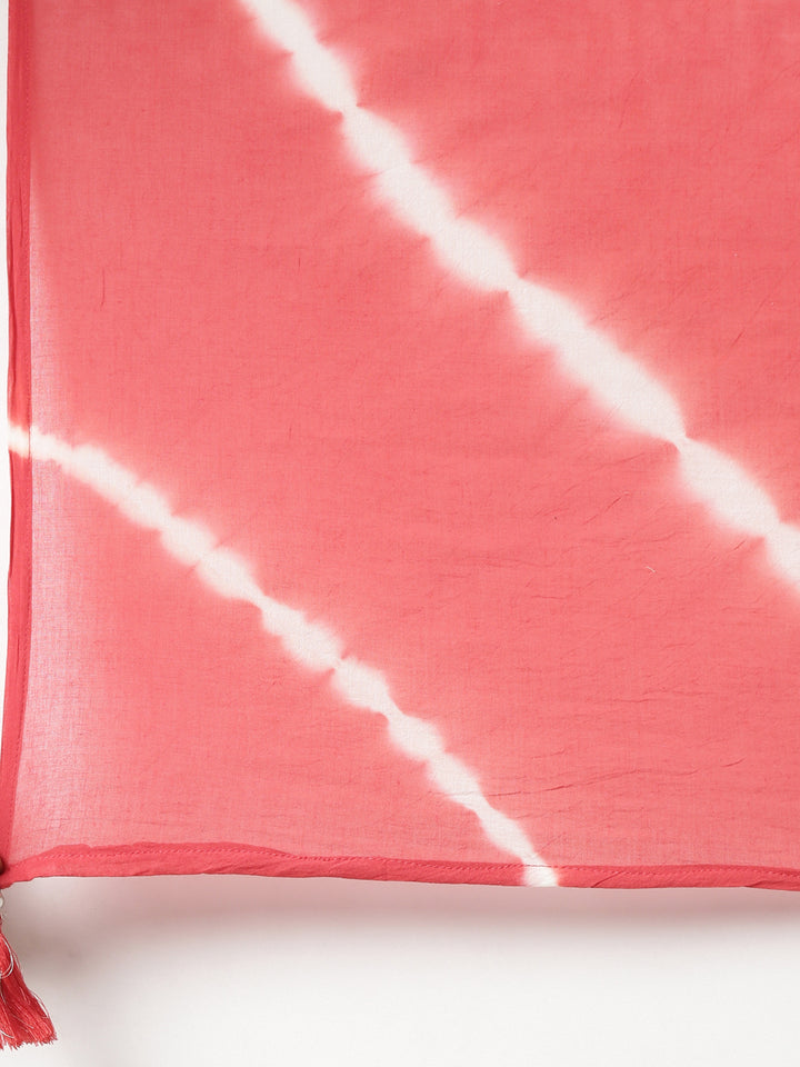 Neerus Women Red Printed Calf Length Kurta And Palazzos With Dupatta