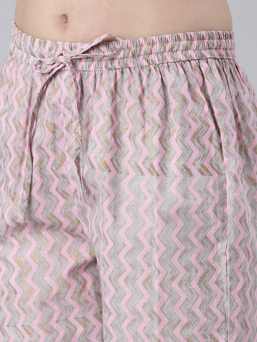 Neerus Women Grey Printed Calf Length Kurta And Trousers