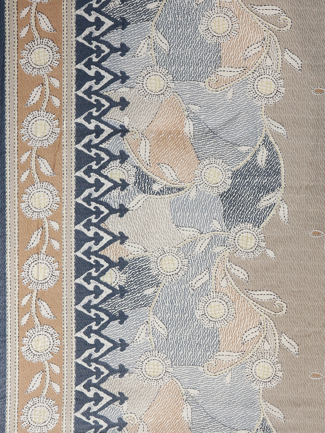 Neerus Blue printed kurta set with trouser and dupatta - detail view 4