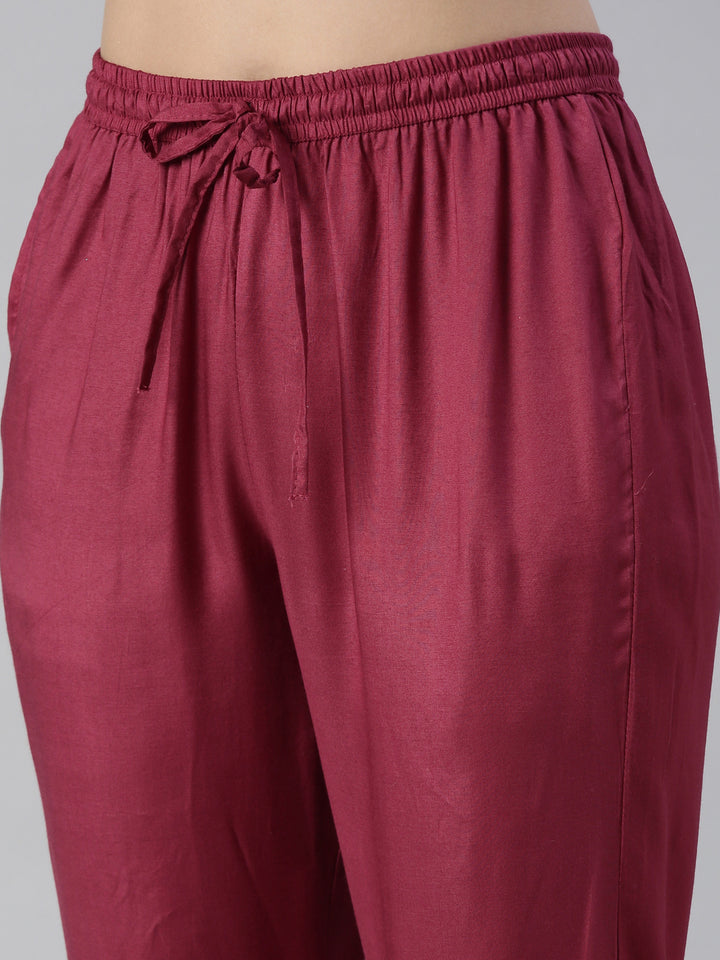 Neerus Pink Embroidered Kurta Set with Trouser and Dupatta - detail view 3