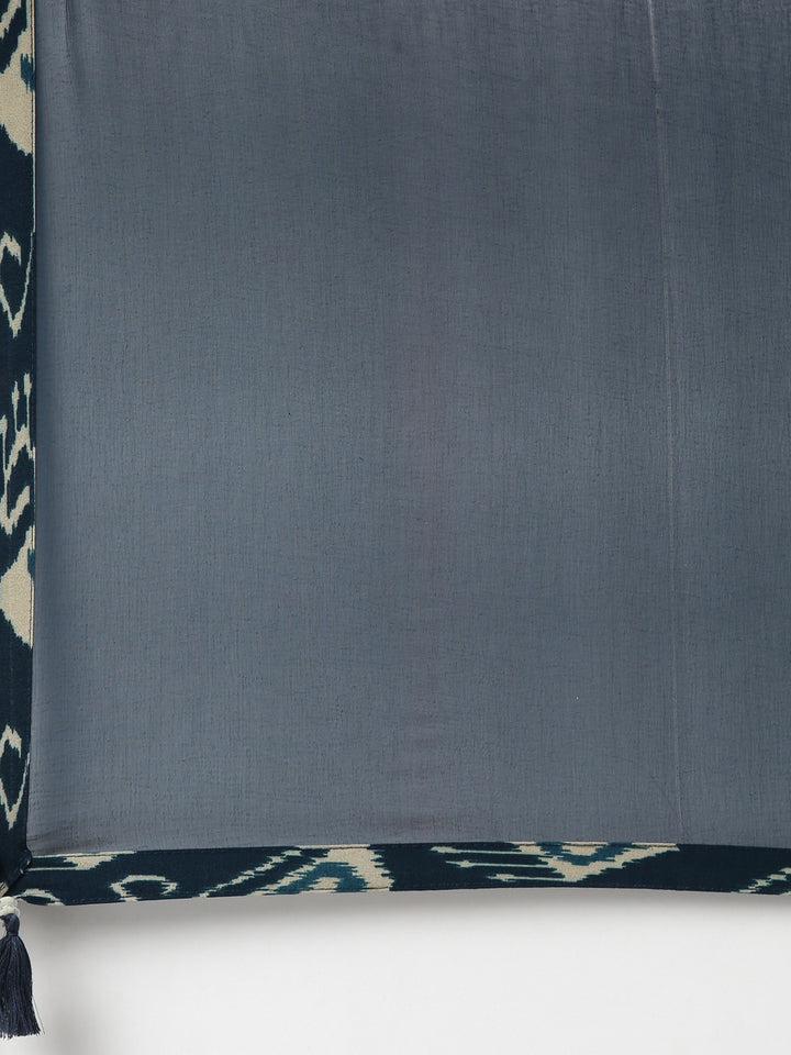 Neerus Blue embroidered kurta set with peacock yoke design - detail view 4
