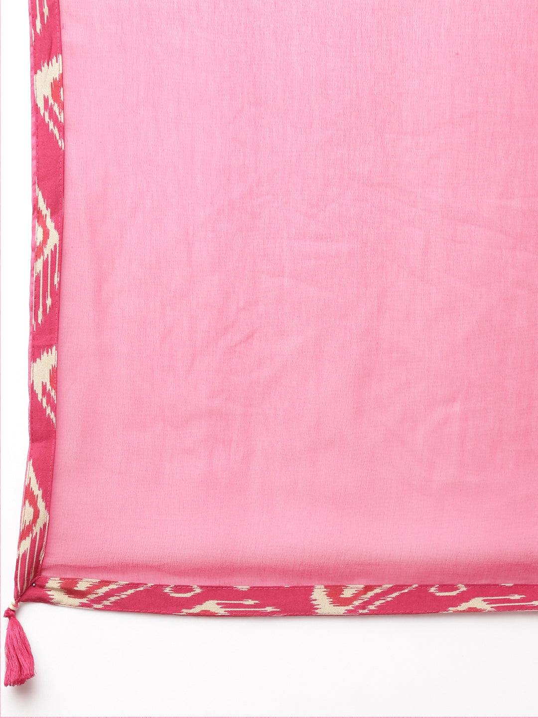 Neerus Women Rani Pink Yoke Design Calf Length Kurta And Trousers With Dupatta