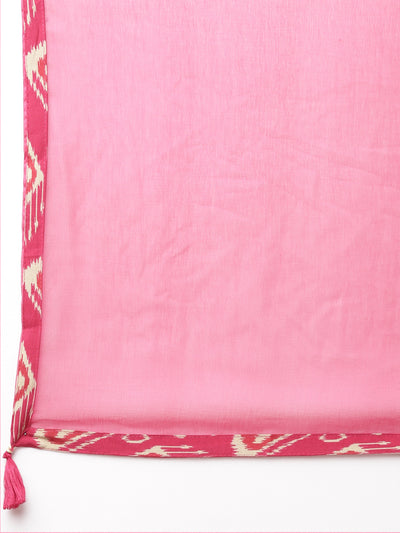 Neerus Women  Rani Pink Yoke Design Calf Length Kurta And Trousers With Dupatta