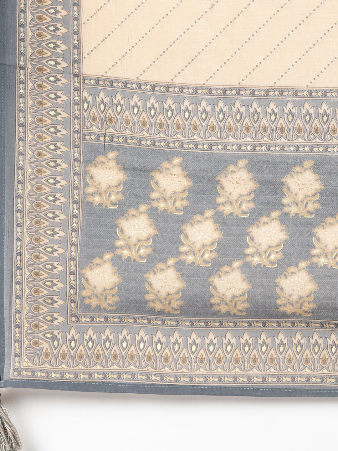 Neerus Women Grey Solid Calf Length Kurta And Trousers With Dupatta