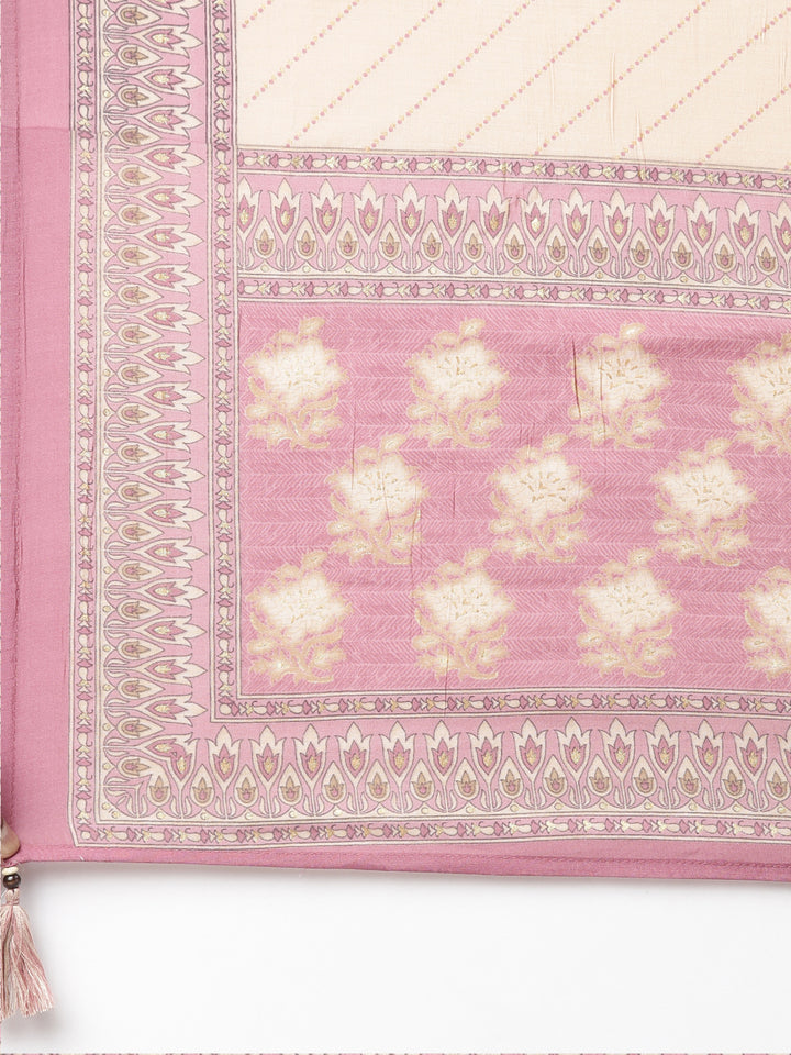 Neerus Pink solid straight kurta set with trouser and dupatta - detail view 4