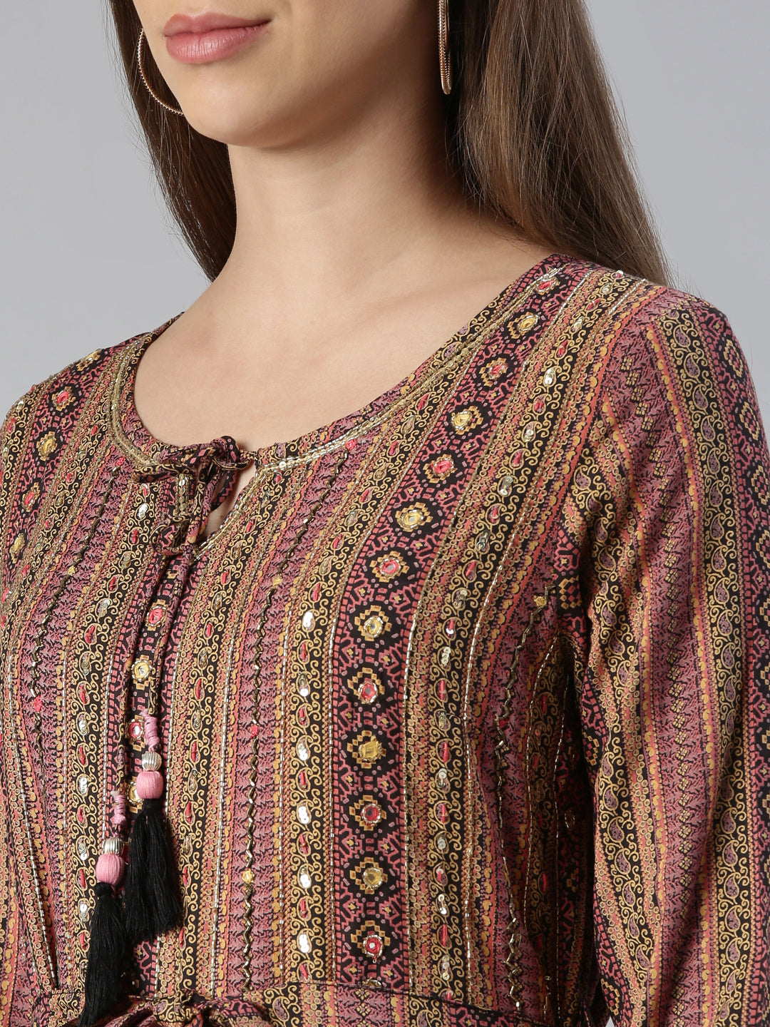 Neerus Multi Maxi Casual Printed Dresses