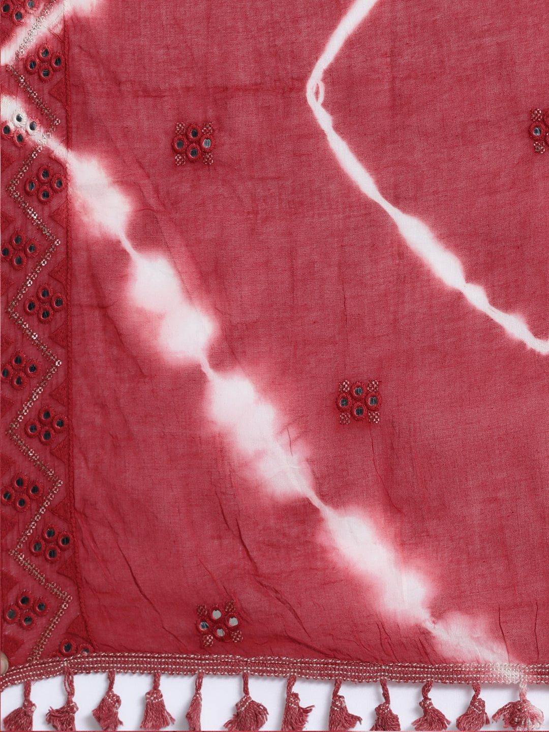 Neerus Red Regular Knee Length Solid Kurta Solid Trousers With Dupatta