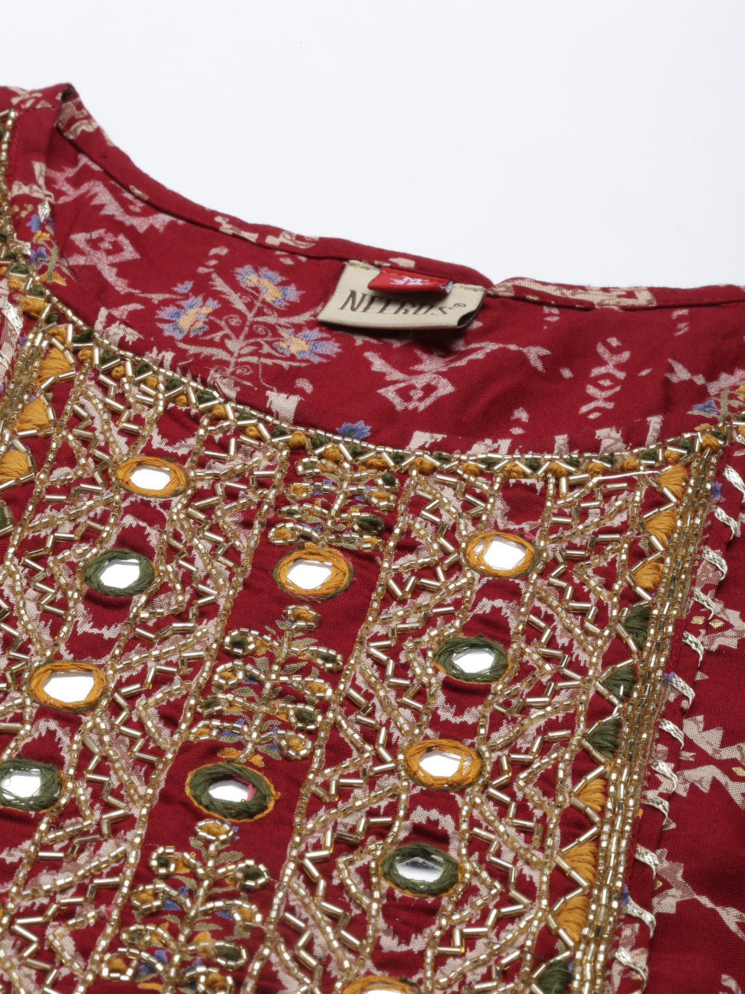 Neerus Maroon rayon straight kurta - back view