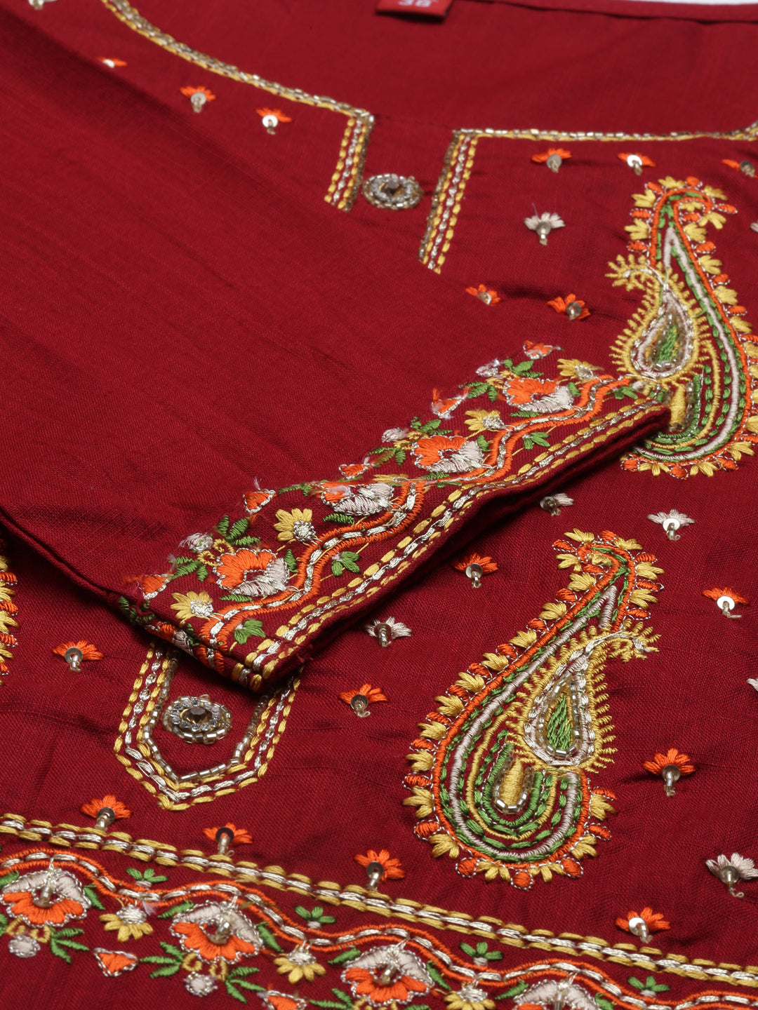 Neeru's Maroon Color Slub Rayon Fabric Kurta