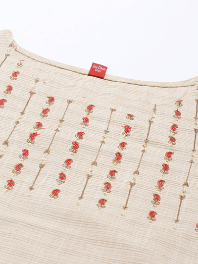 Neeru's Beige Color Cotton Fabric Kurta