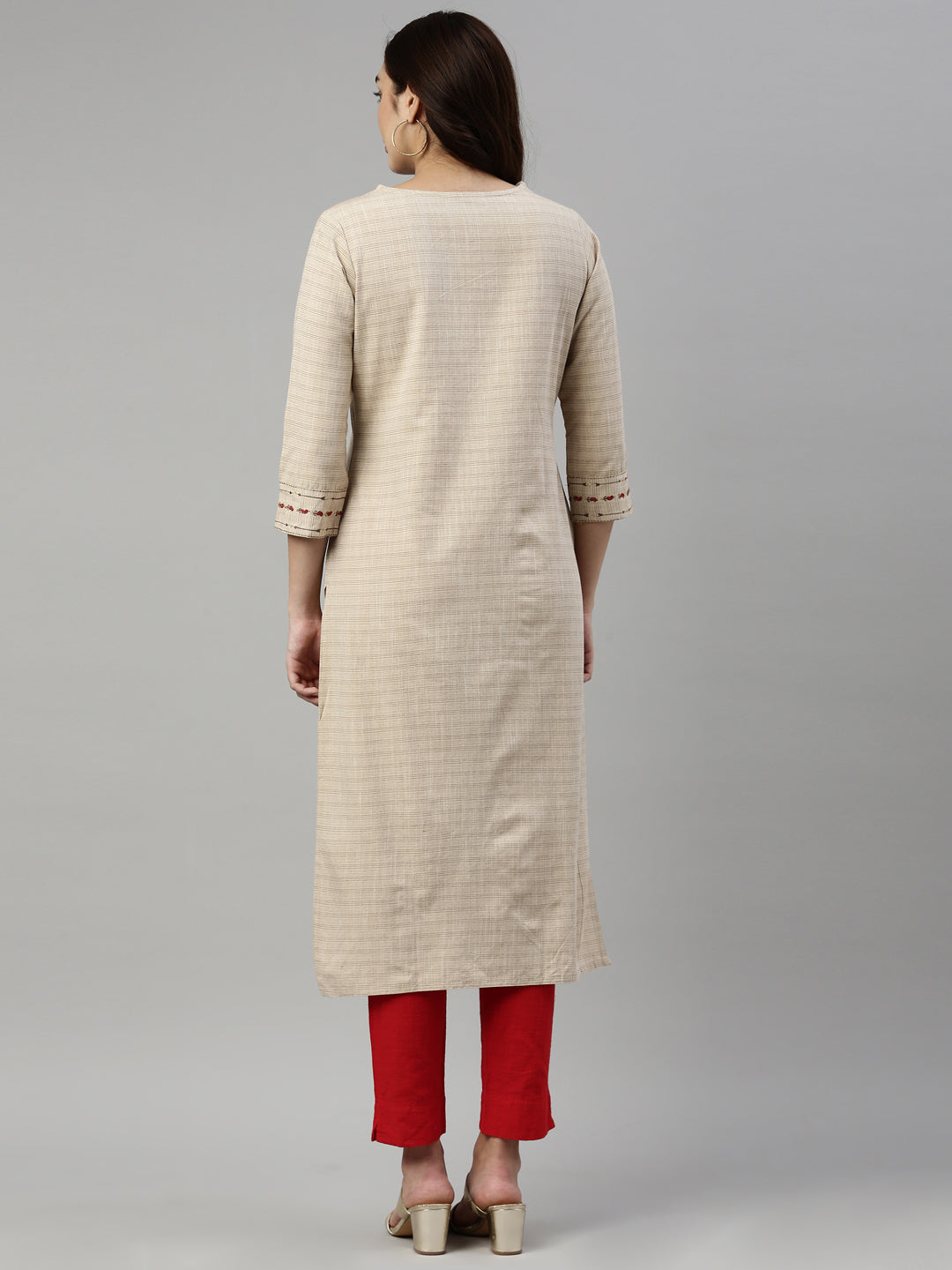 Neeru's Beige Color Cotton Fabric Kurta