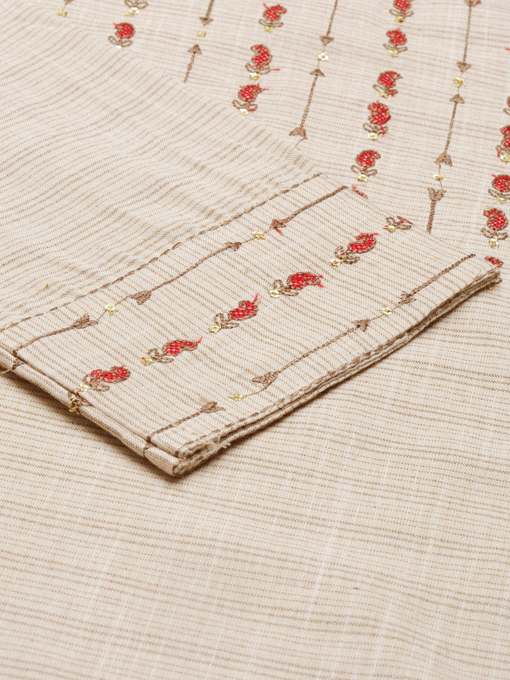 Neerus Beige Color Cotton Fabric Kurta
