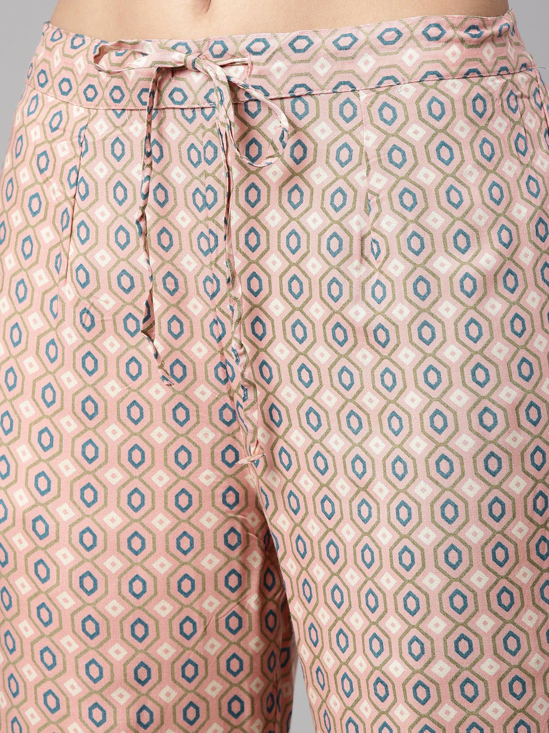 Neerus Pink viscose rayon printed kurti - detail view 6