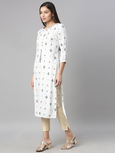 Neeru'S BLUE Color SLUB RAYON Fabric Kurta