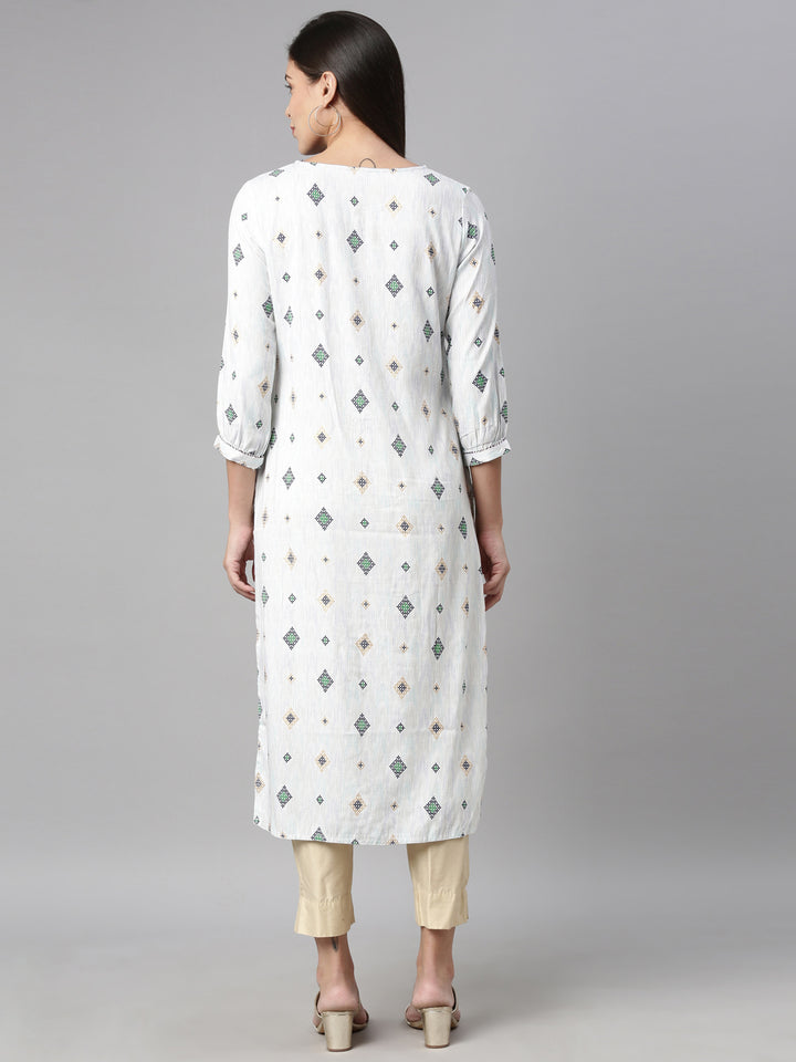 Neerus Blue Color Slub Rayon Fabric Kurta