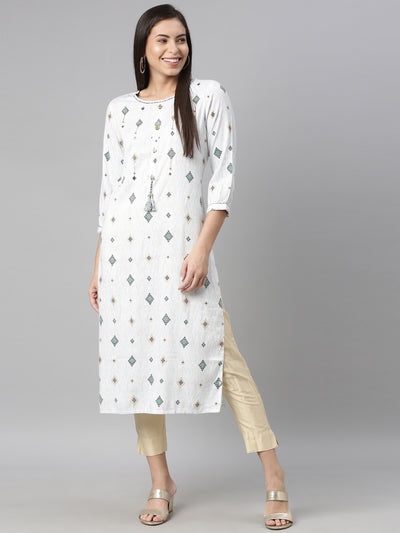 Neeru'S BLUE Color SLUB RAYON Fabric Kurta